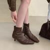 Fashion Fashion Low Heel Women Ankle Stretch Boots Zippers Shoes Pointed Toe Ladies Short Boots Shoes Female Pumps Footwear