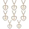 Heart Pendant Zircon Letter Necklace - 26 Letters Available