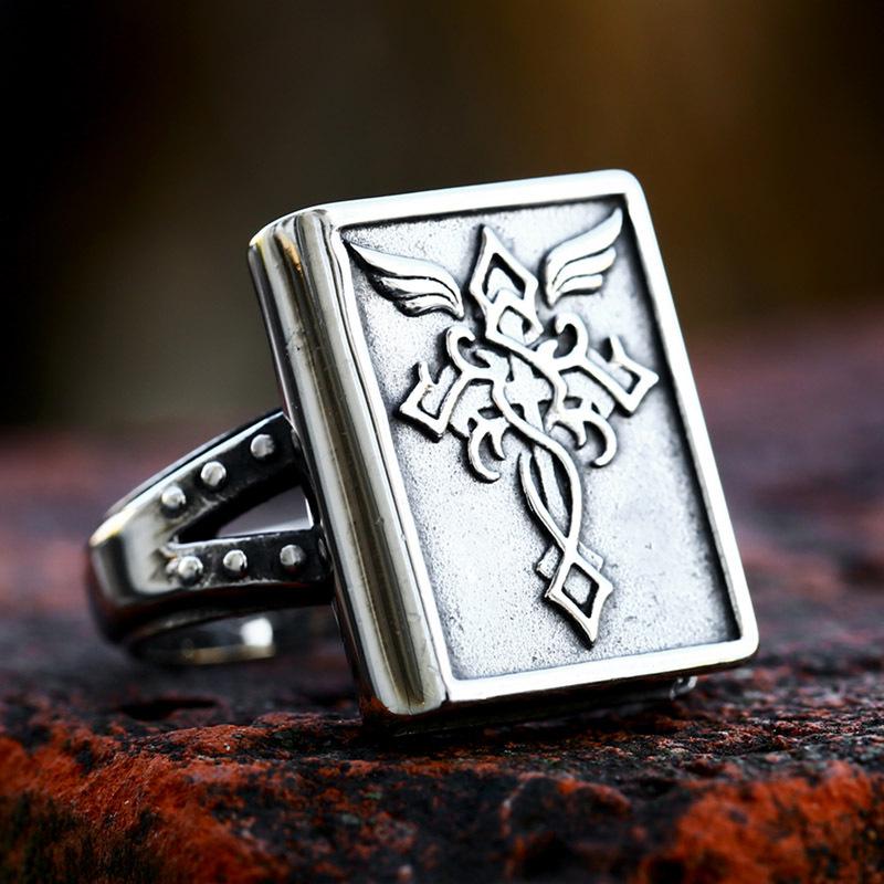 Minimalist Cross Wing Design Titanium Steel Ring Stainless Steel Durable Lightweight Jewelry for Men Women