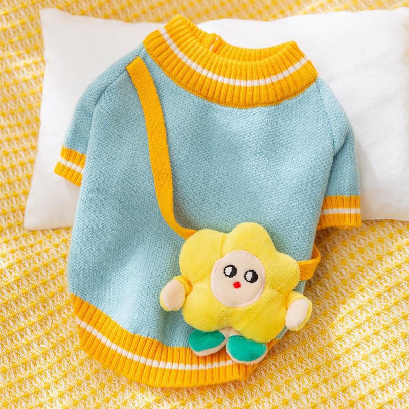 

Осенне-зимний двусторонний вязаный свитер для домашних животных с сумкой через плечо для маленьких собак и кошек L (8-11 lbs)