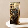 Golden Leopard Electroplated Glass Phone Case Suitable for Samsung Galaxy S26 S25 S24 S23 S22 S20 FE/Ultra/Plus Anti Drop