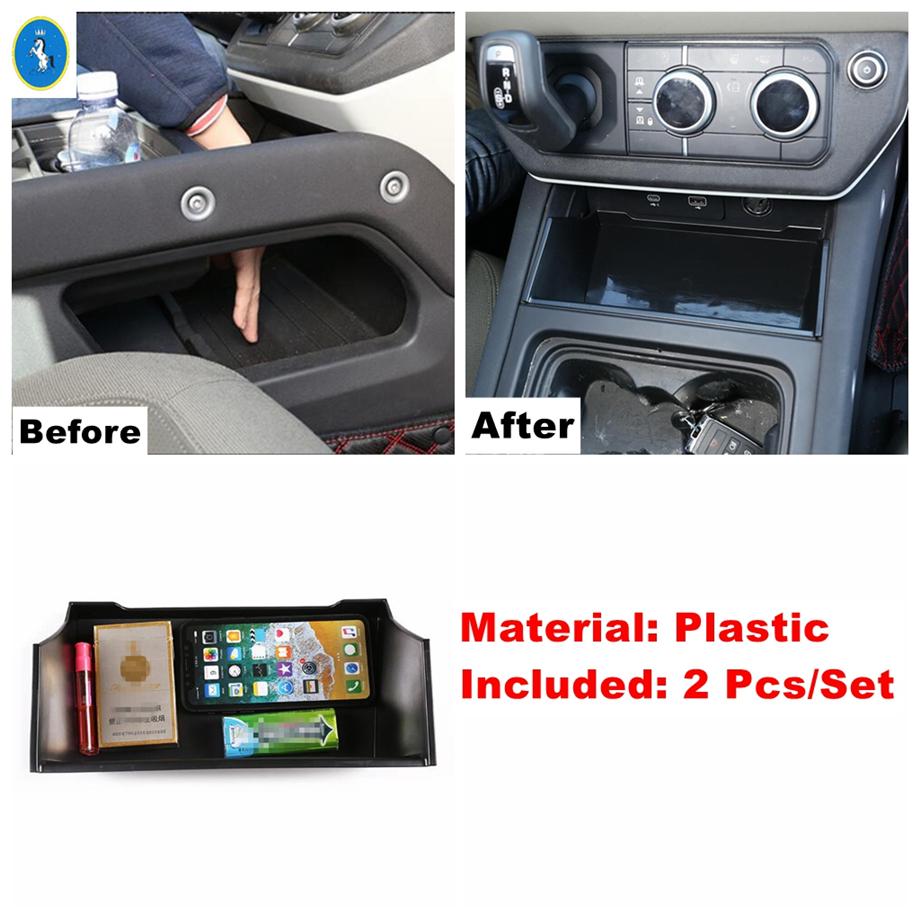 Car Interior Central Armrest / Control Container Storage Grid Box Tray Accessories Fit For Land Rover Defender 110  -