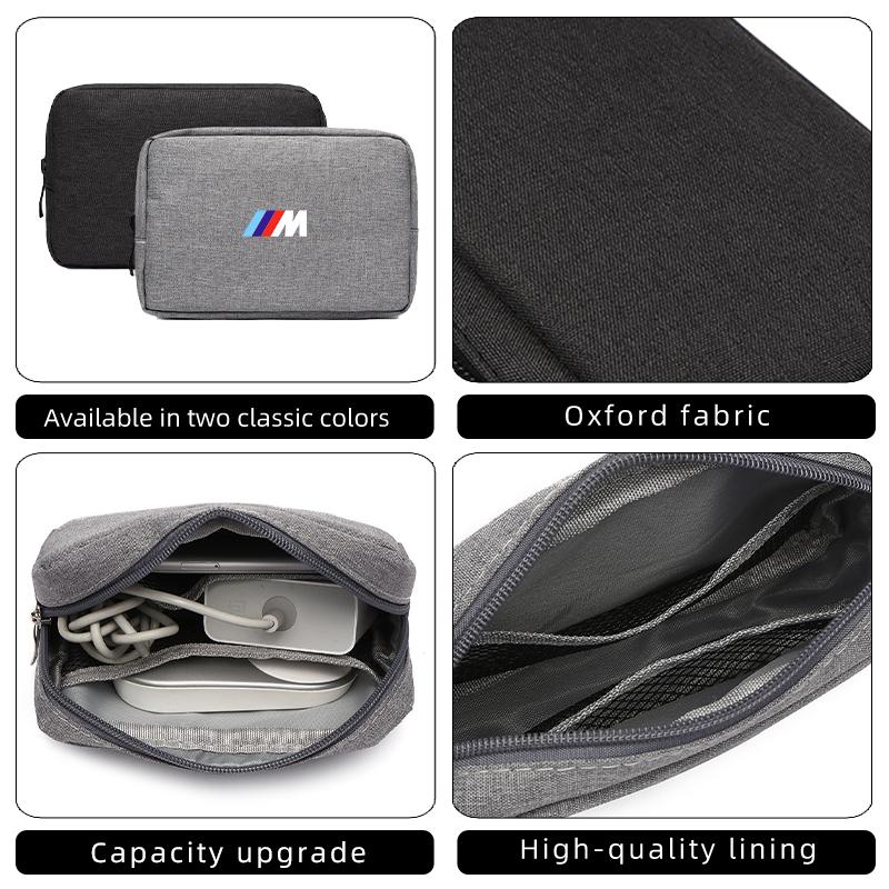 BAGV1 2026 Car Sticker Car Digital Storage Bag USB Data Cable Organizer Accessories For BMW M Performance 1 2 3 4 5 7 Series X1 X2 X3
