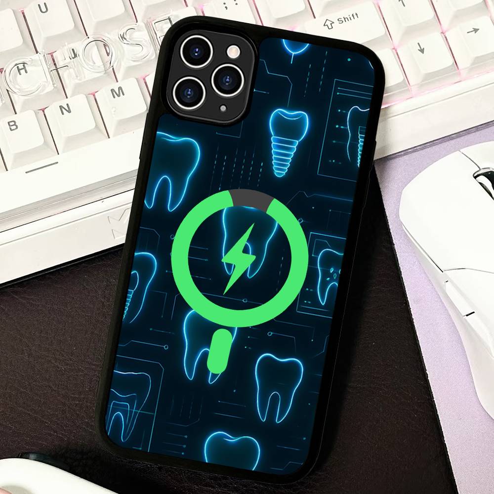 

Dentist Tooth Pattern For Magsafe Magnetic Case For IPhone 17 Air 16 15 14 13 12 11 Pro Max Plus Wireless Charging iPhone 15