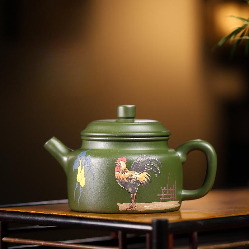 200ml Vintage Yixing Purple Clay Teapots Artists Handmade Lucky Ruyi Pot Raw Ore Green Mud Kettle Chinese Zisha Tea Set Supplies