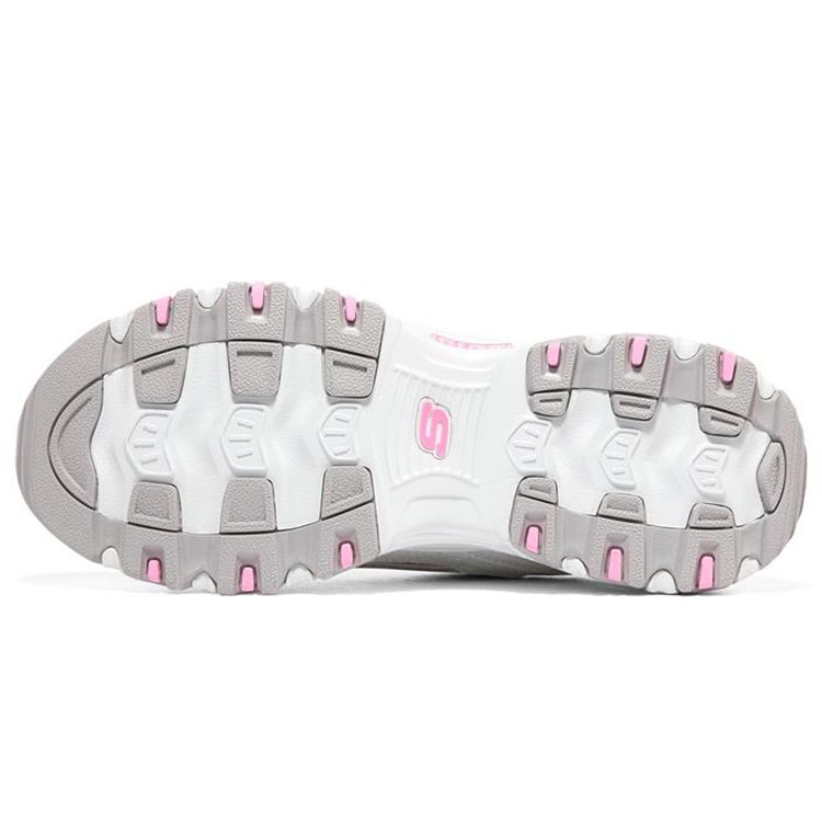 Skechers DLites Cuir 1.0 Classique Rétro Mode Basse Dad Shoes Baskets Femme Blanc Rose 149791-WPK