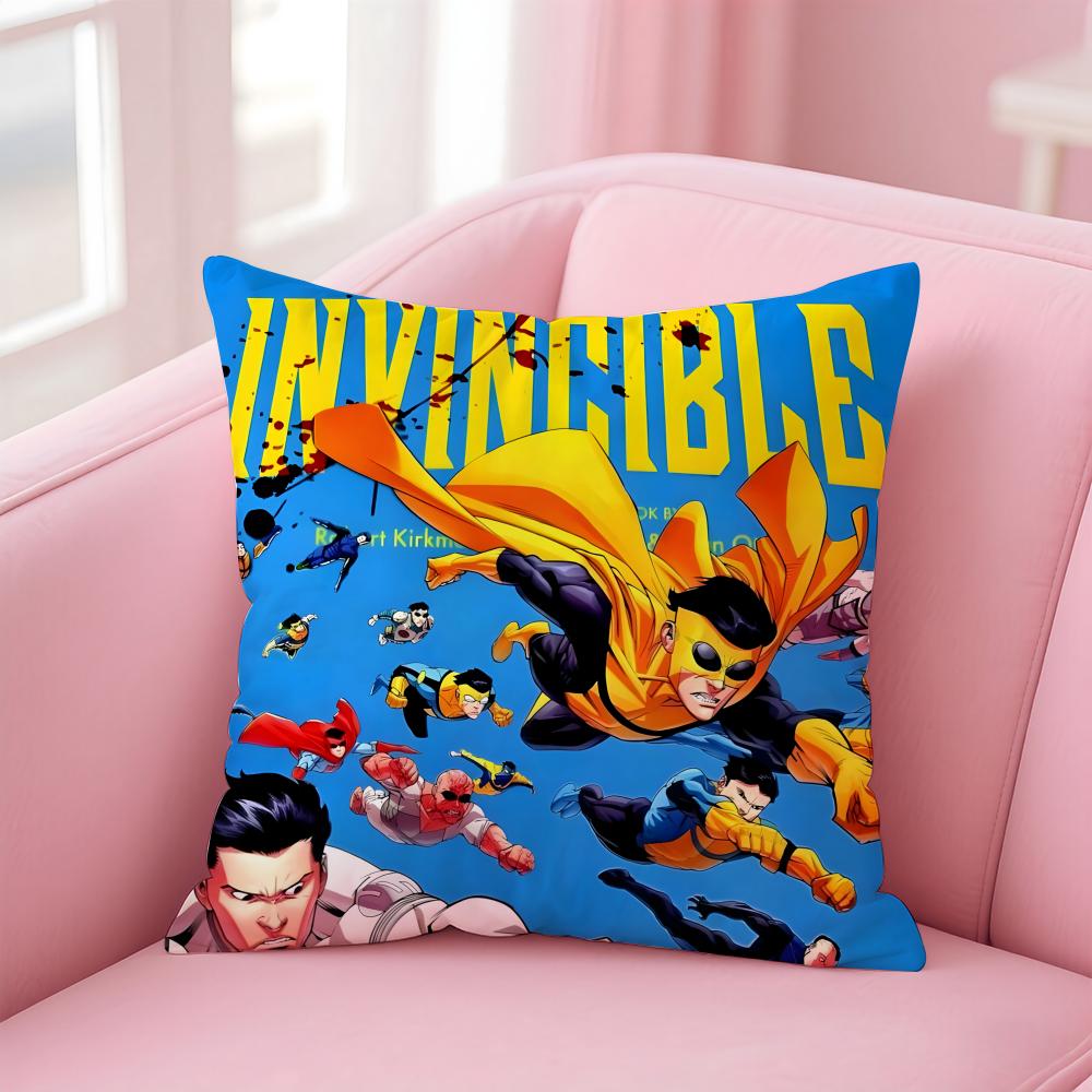I-Invincible Pillow Superhero Anime Cushion Cover Linen Pillowcase Cover Soft Decor For Sofa Home Room