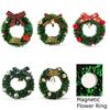 1PC Green Cute Christmas Fridge Magnet Holiday Decor Magnetic Disc with Floral Wreath Gifts For Friends Plastic Home Decor