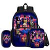 Set de 3 piezas L-Lamin Yamal con Mochila con Bolsillo Frontal Material Escolar Estrella de Fútbol Bolso Escolar, con Bolsa para el Almuerzo, Estuche, Mochila