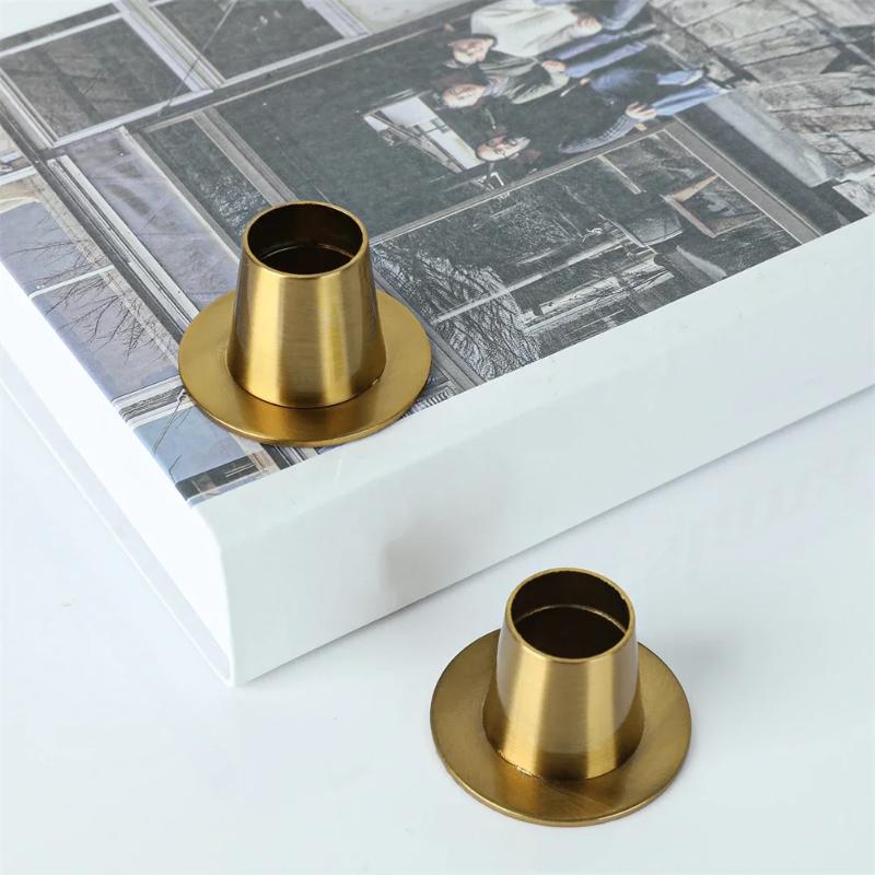 1 Stück Gold/Schwarz Metall Kerzenhalter Spitzkerzenständer 5cm Säulenplatte Minimalistisch Vintage Dekoration Esstisch Hochzeitsparty