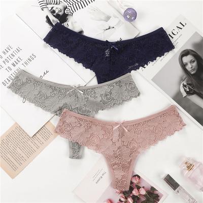 Underwear Women's Sexy Lace Thong Women's Triangular Hollow Breathable Antibacterial Cotton Crotch Panties