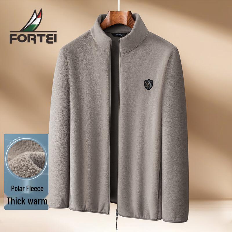 

Men s Fleece Stand-Up Collar Zipper Jacket 2XL