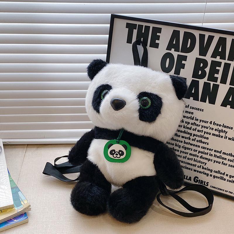 Plush Adorable Panda Backpack Handbag With Nylon Lining For Teen Fashion Gift