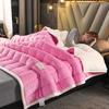 Thick Imitation Lamb Wool Blanket Winter Double-sided Three-layer Quilted Blanket Skin-friendly Cozy Warm Bed Cover Blanket