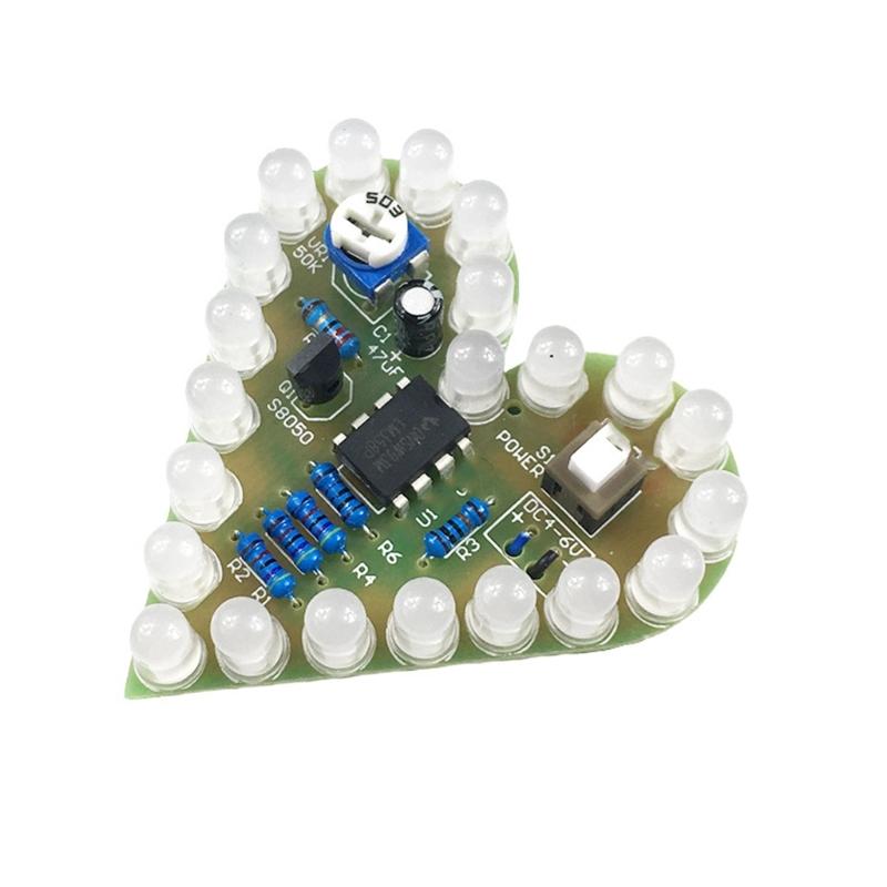 Anfängerfreundliches herzförmiges analoges Schaltungs-Übungsset DIY Einstellbarer Atmen-LED-Effekt Für Elektronisches Lernen