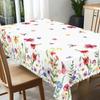 Summer Watercolor Floral Pattern Rectangle Tablecloth Wedding Party Decor Washable Flowers Printed Table Cloths Home Decorations