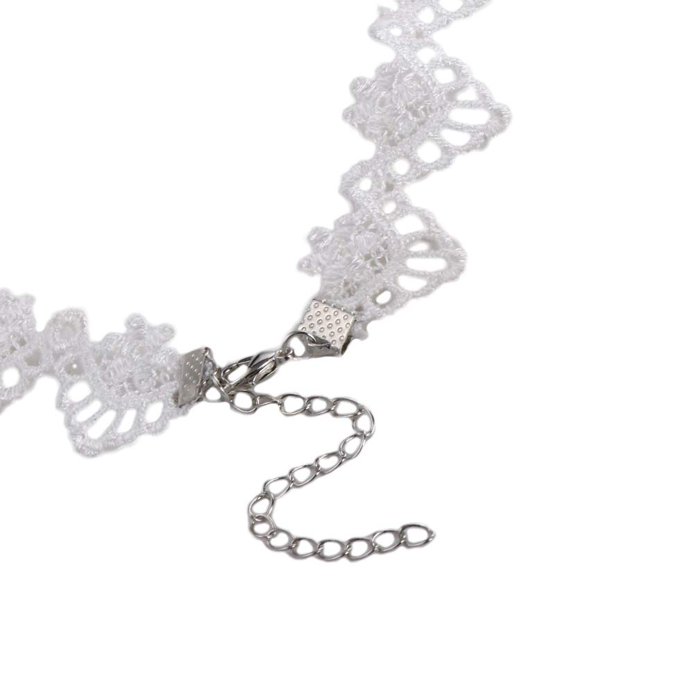 Women's Dangle Girl Flower Lace Collar Gift Gothic Jewelry White Beads Necklace Choker