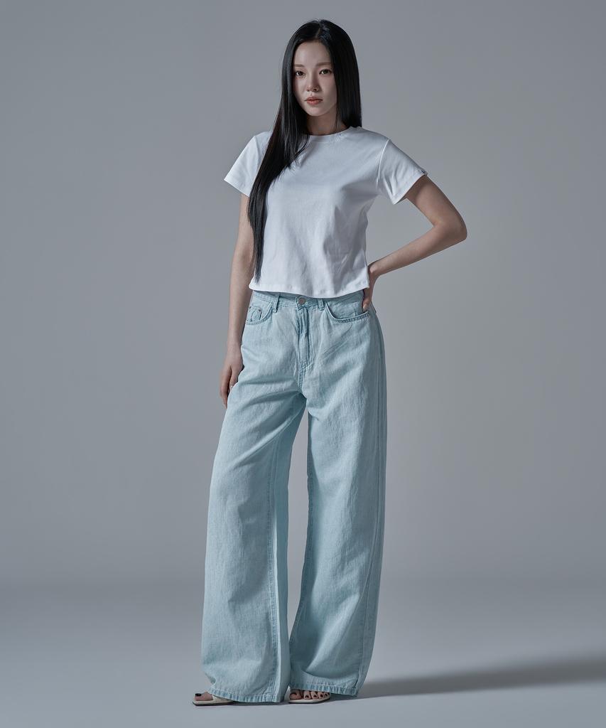 WAARFORWOMAN W1137 Linen Wide Denim Pants_Light Wash [Short Length Added]