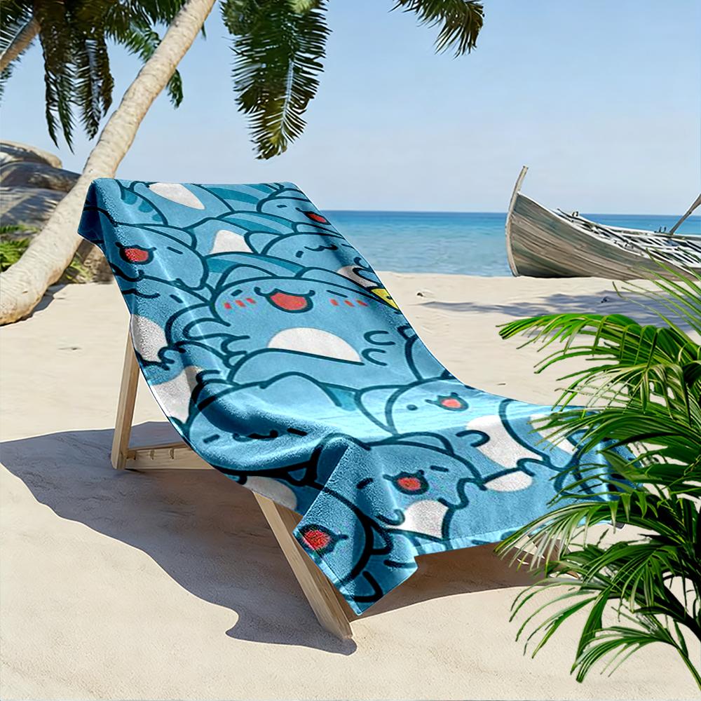 Cute Blue Cartoon Cats Pattern Beach towel quick-drying for travel outdoor sports jogging beach and swimming