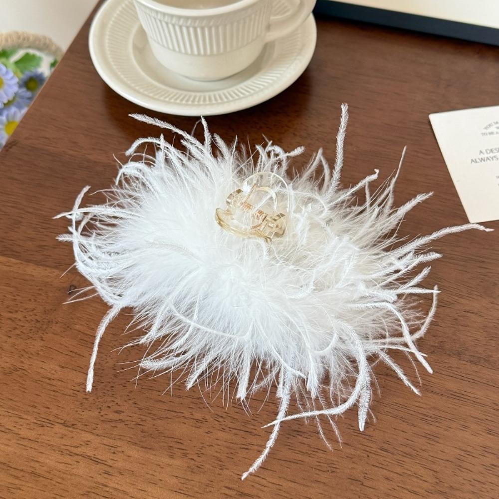 Autumn and Winter New Style Super Fairy Feather Catch Clip Large Hair Volume Large Back of The Head Shark Clip Pure Desire Wind Hair Clip Headdress