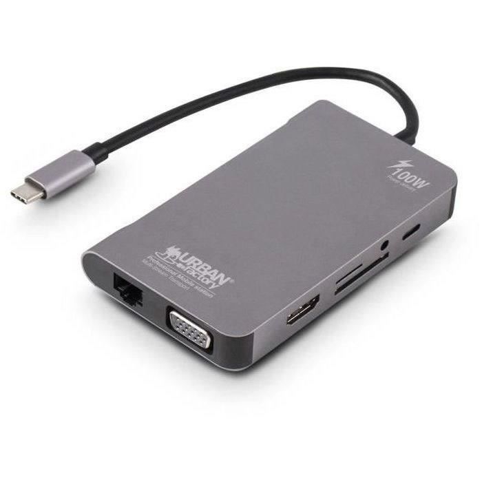 Hub USB Urban Factory HUB USB-C 10 en 1 MULTI ECRAN 100 W