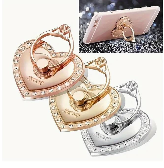 Support Anneau Support Stand pour Téléphone Portable Cœur Diamant Rotation à 360 Degrés Poignée Digitale Béquille Convient pour Coque de Téléphone iPhone Xiaomi Samsung