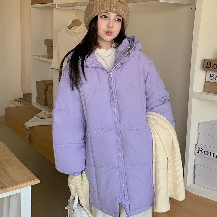 New Down Jacket for Women In Winter Korean Style New Warm Mid-length Hooded Cotton Coat and Jacket