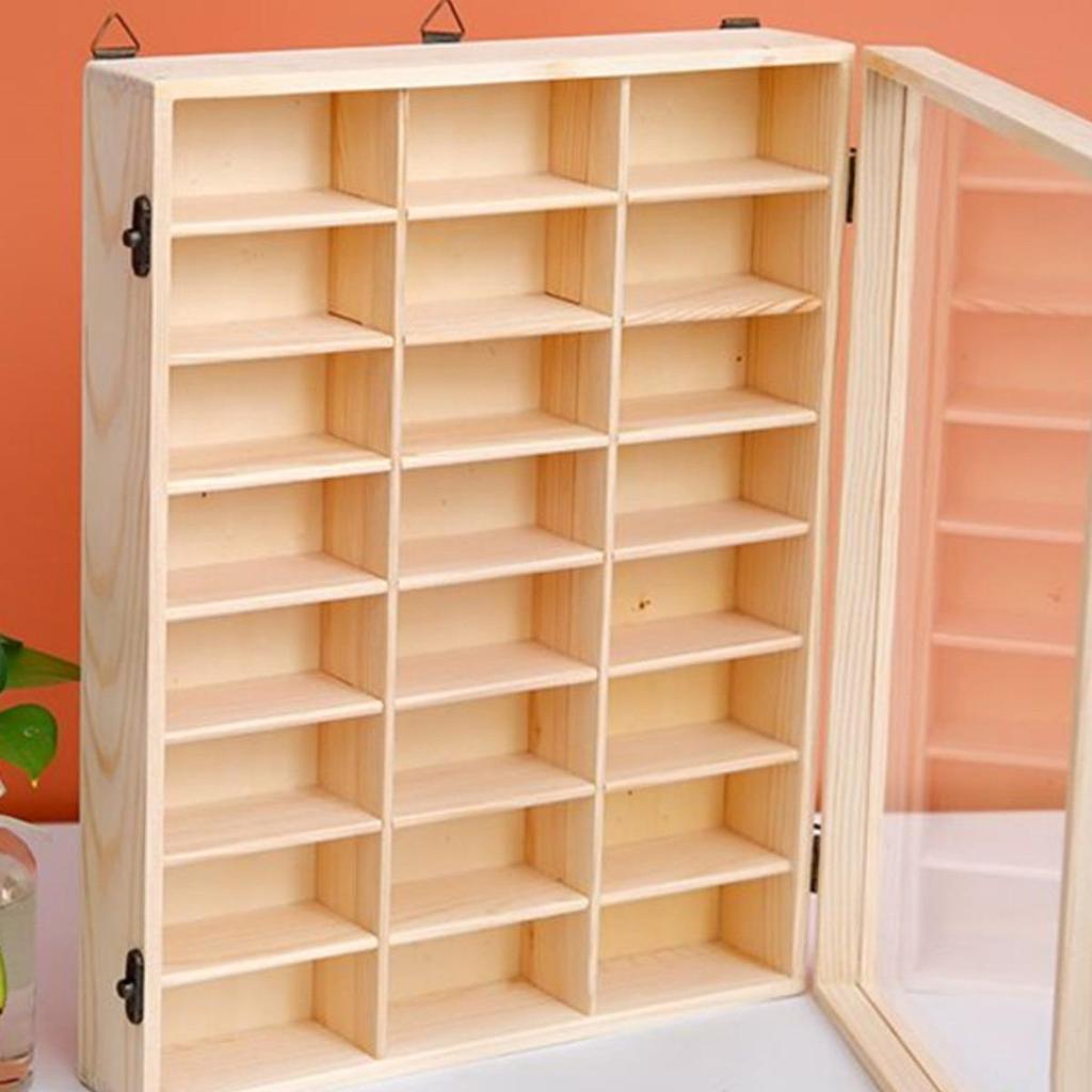 In-Stock Wall-Mounted Solid Wood Toy Rack: Multi-Grid Car Storage & Figurine Display