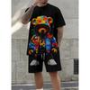 Summer New Letter Print Men's Suit Fashion Short Sleeve Shorts Suit Outdoor Street Men's Sports Shorts Daily Casual Pants