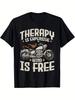 Streetwear Vintage Funny Slogan Therapy Is Expensive, Wind Is Free Men's and Women T Shirt Tee Casual Oversize Y2K Meme Humor