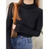 Autumn and Winter Semi-turtleneck Bottoming Sweater Women's Inner Pit Strip Pullover Shirt Solid Color Casual Tops Elegant Thin Simple Clothing