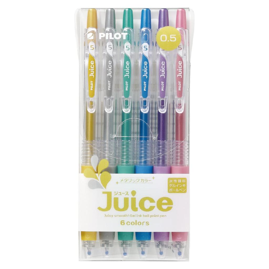 Pilot Juice Gel Ballpoint Metallic 6 LJU60EF6CM 0.5" Pen, Colors, Colors,
