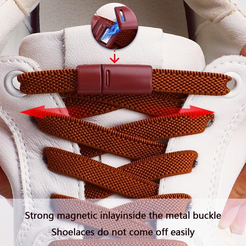 Colorful Magnetic Lock Shoelaces without ties Elastic Laces Sneakers No Tie Shoe laces Kids Adult Wide Shoelace Shoe Accessories