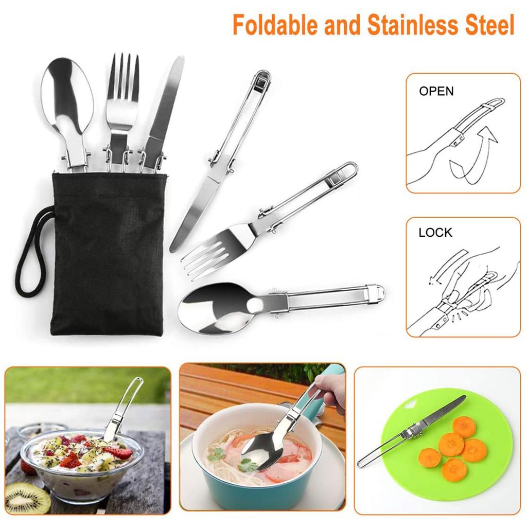 22PCS Camping Cookware Set Portable Outdoor Cooking Pot with Teapot Anodized Aluminum Nonstick Lightweight Picnic Gear