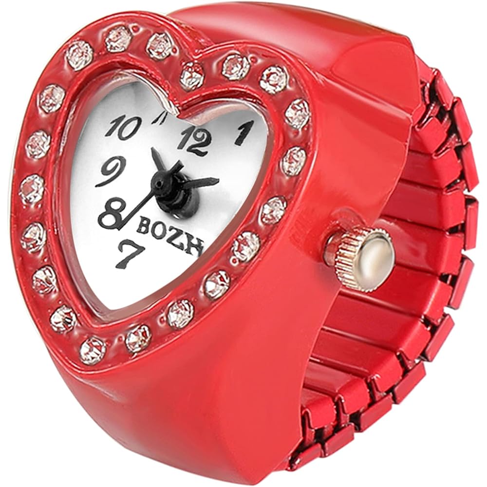 Jewelrywe Ring Watch Waterproof Business Fashion Quartz Sports Stainless Steel Flip-Up Cover Numeric Dial