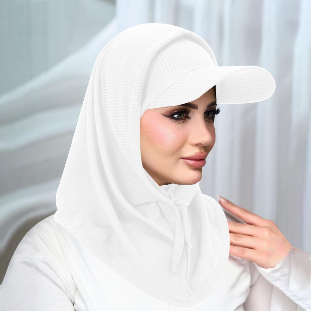 Classic Casual Solid Color Cycling Scarf Hijab Head Scarf Wrap Neck Protect Hijab Baseball Caps Knit Muslim Turban Bonnet Women