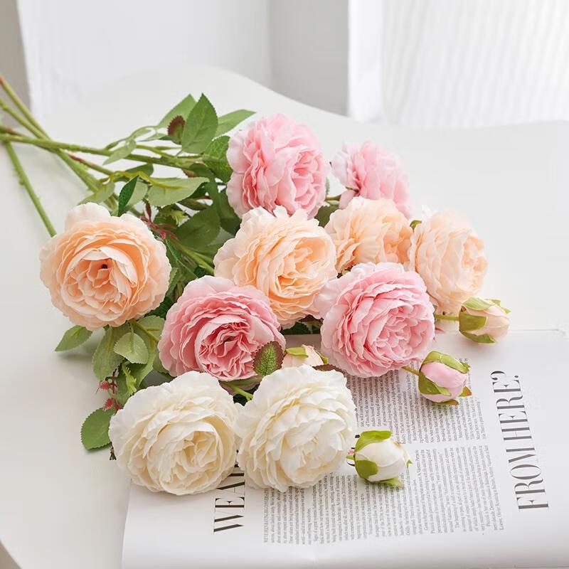 HANDUNYOU Artificial Flower Bouquet with Iridescent Vase