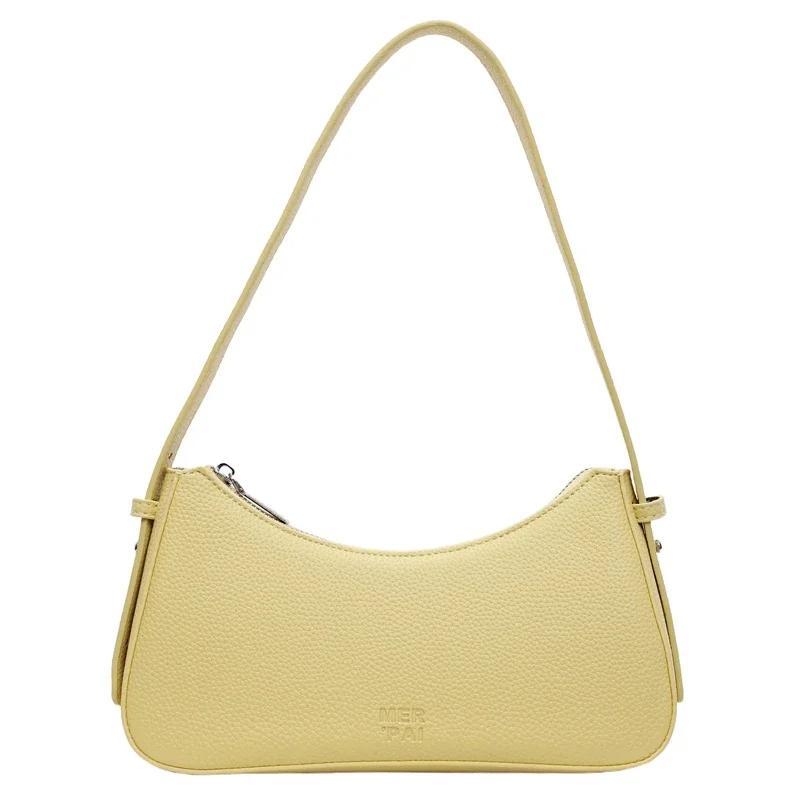 Light Luxury Solid PU Underarm Bag for Women 2026 High Quality Trendy Soft Leather Bags New Simple Sweet Casual Shoulder Bags