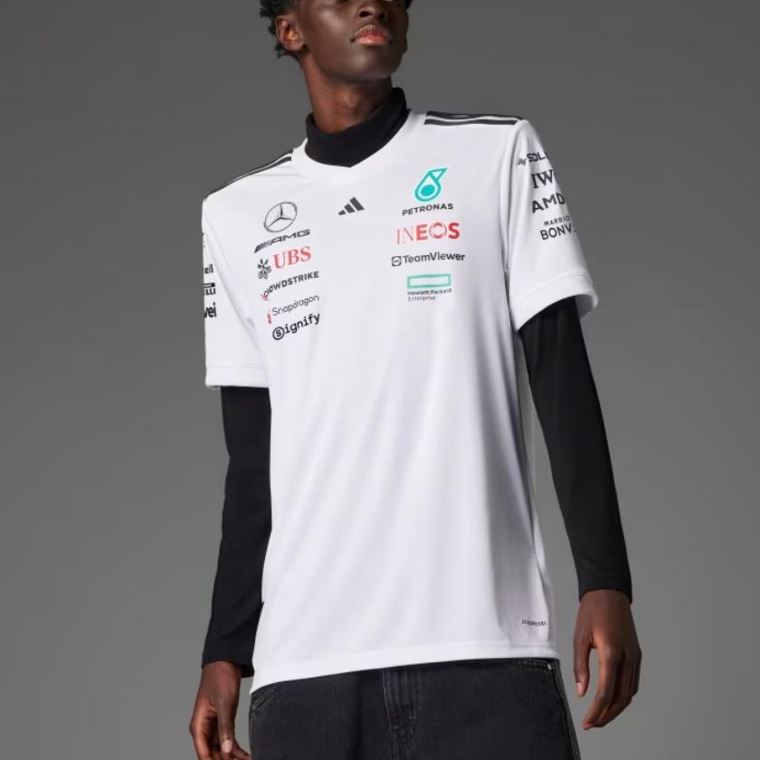 Adidas X Mercedes-Amg Petronas F1 Team Comfortable Simple Soft Short Sleeve Racing T-Shirt Men Tops White Black JX5798