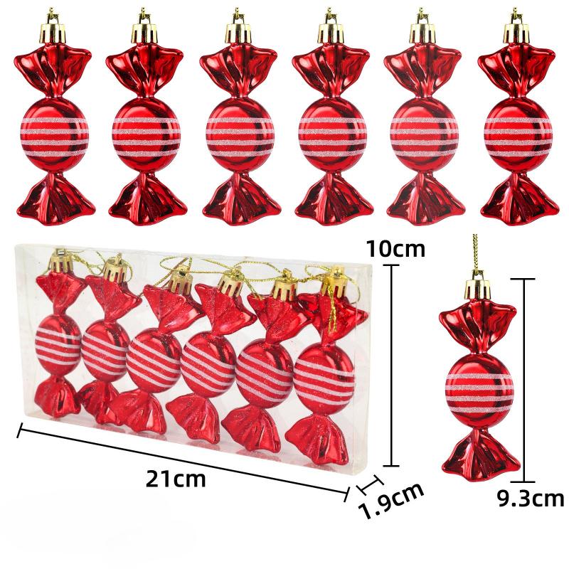 

6 шт. Гальванизированные конфетные украшения, Подвески-леденцы для украшения рождественской елки, Тематической вечеринки, Упаковки подарков, Комнаты, Домашнего декора Red-6pcs