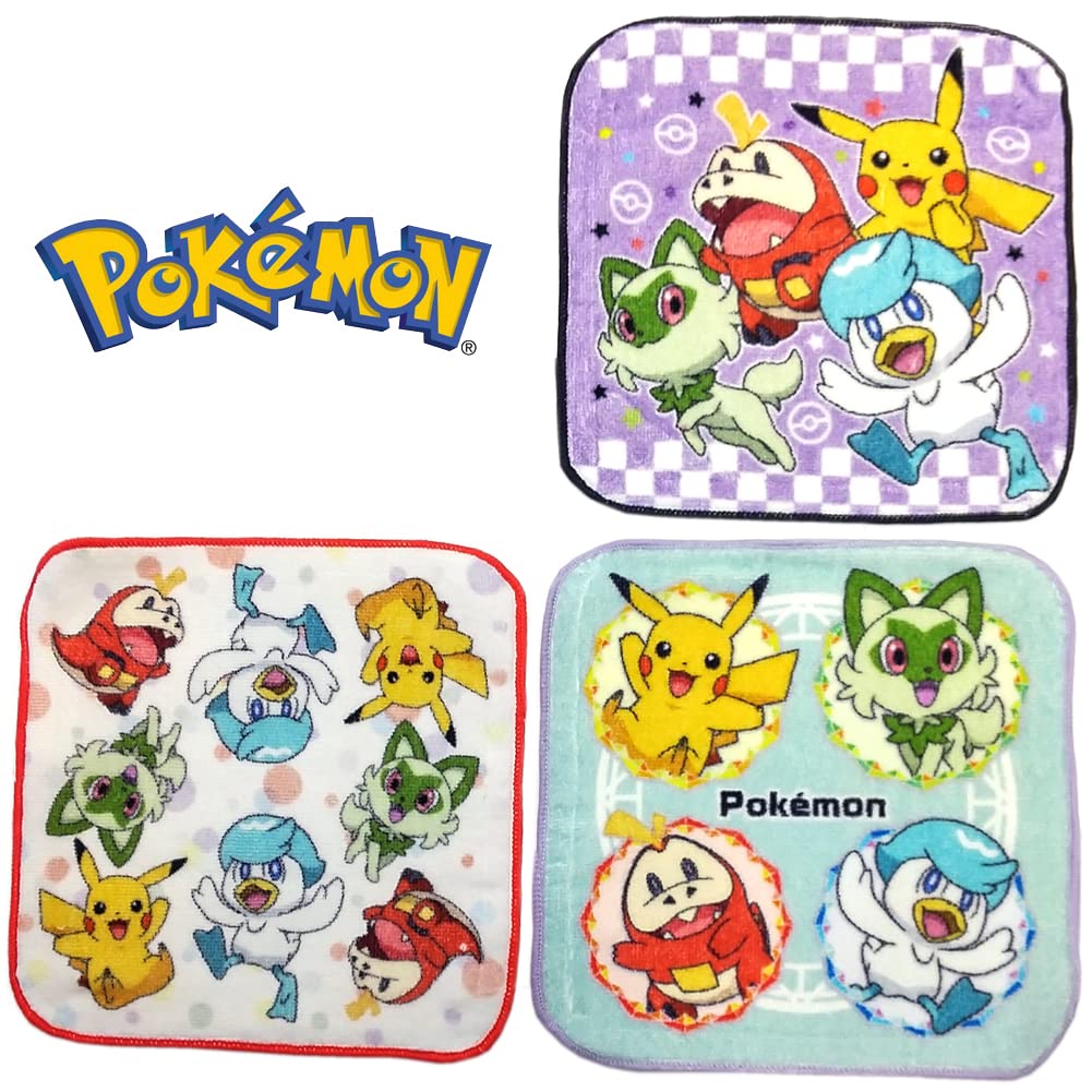 Handkerchief Towel Mini Towel Pocket Monsters Starter Free Pokémon Set, Set, pz-bryshb02 (New Three)