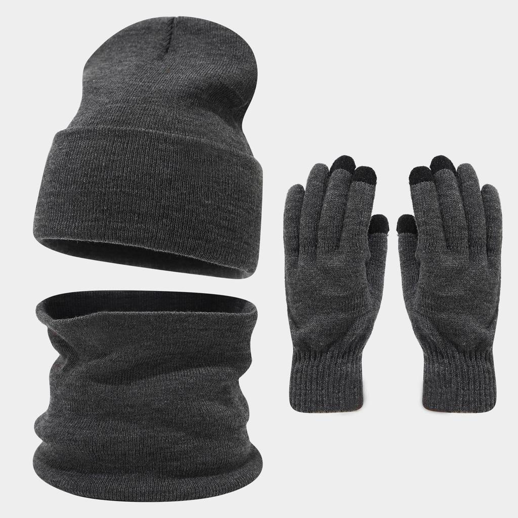 Trendy Oversized Hat, Scarf, and Gloves Set: Winter Outdoor Warmth with Face-Slimming Design