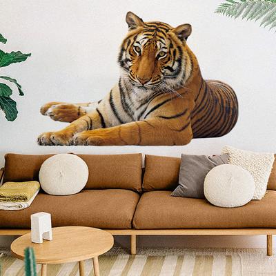Tropical Wild Tiger Väggdekor Handmålade Djur Tiger Väggdekaler Vardagsrum Veranda Bakgrund Väggdekoration Affisch klistermärken