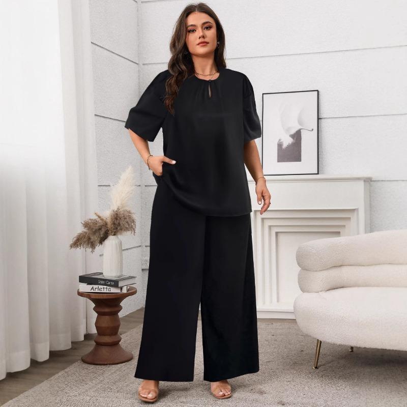 Dam Casual Sommar Rundhals Kortärmad Lös Vidbent Byxdress