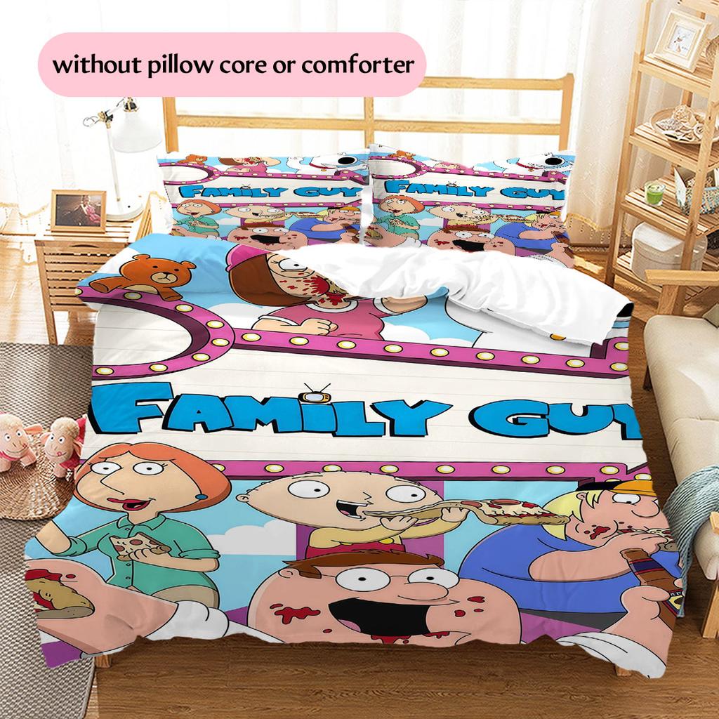 Family Guy Poster Pattern Bedding Home Decoration Birthday Gift ( 1 duvet cover + 2 pillowcase, without core),fan merchandise.