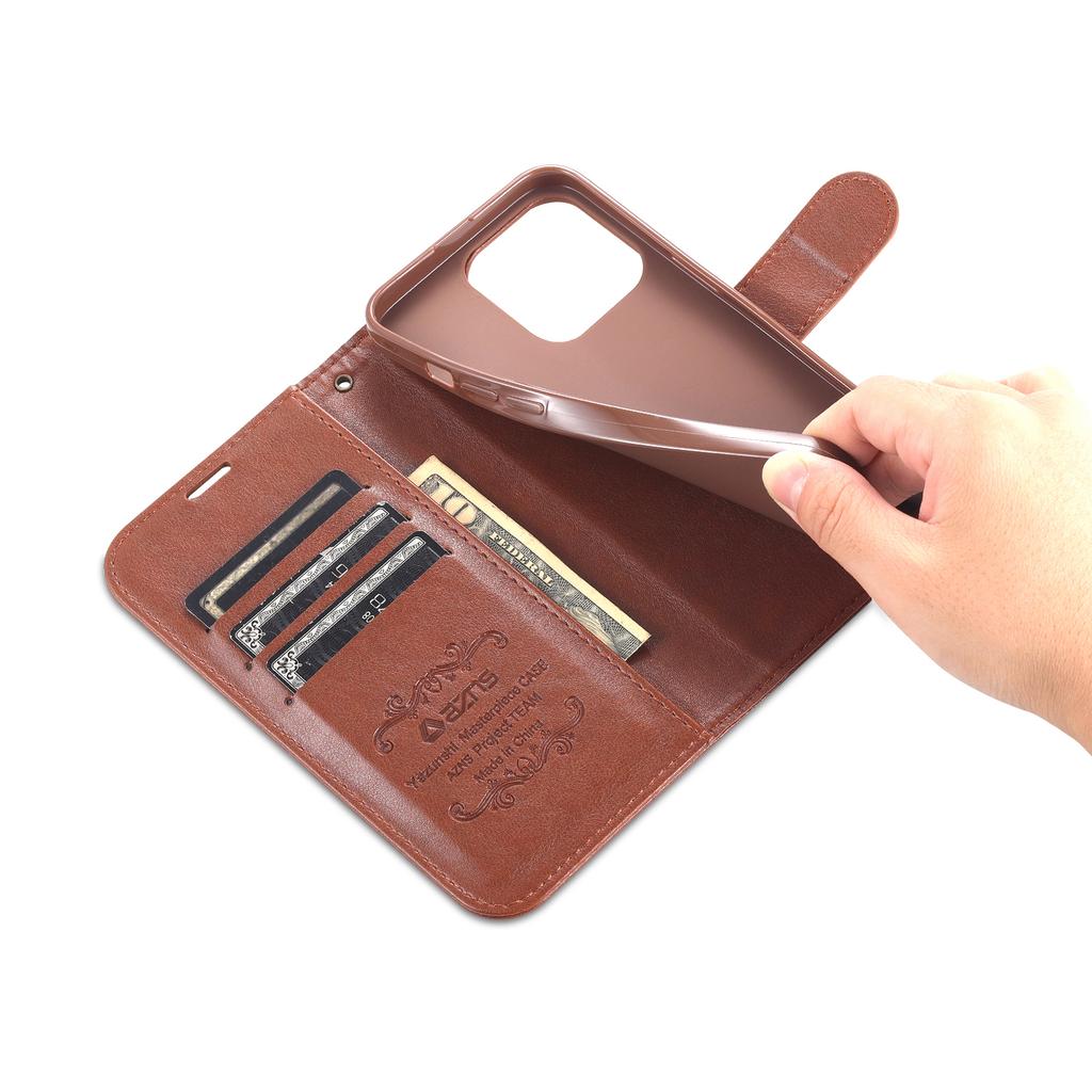 Für iPhone 16 Pro Max Brieftasche Handyhülle Kratzfeste PU Leder Ständerabdeckung