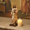Decorative Collectible Religious Statues Jesus Reading Book Resin Figurine, Small Statue for Bookshelf Mantel Prayer Baptism Communion Gifts Believers