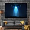 AI UFO background flying saucer photography background science fiction alien spaceship invasion planet boy art figure