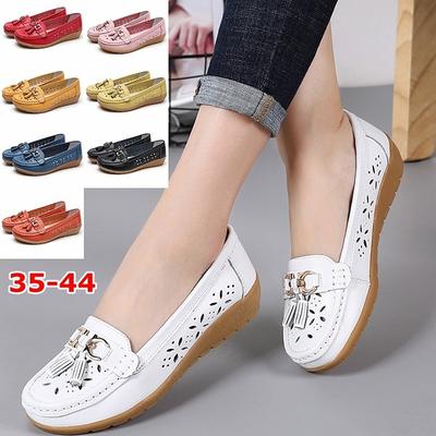 Dámské Běžné Boty Kožené Boty Doug Prodyšné Ploché Boty Měkká Podrážka Mokasíny Zapatos De Mujer Mulheres Sapatos Plus Velikost 35-44