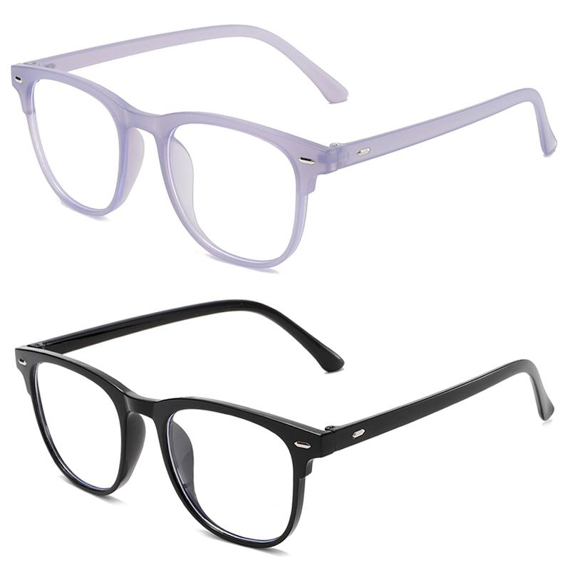 2Pcs Unisex Square Plastic Frame Trendy Anti-Blue Light Clear Glasses For Back To School Clothing Accessories.